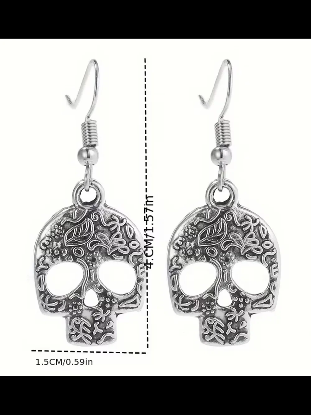 NWT* Silver Skull Hanging, Dangle Earrings, Antique Look* NEW